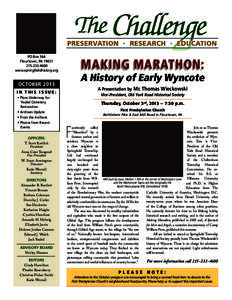 PO Box 564 Flourtown, PA[removed]4600 www.springfieldhistory.org  Making Marathon: