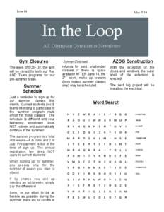 Issue 04  May 2014 In the Loop AZ Olympian Gymnastics Newsletter