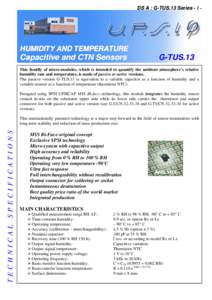 DS A : G-TUS.13 SeriesHUMIDITY AND TEMPERATURE Capacitive and CTN S ensorrs