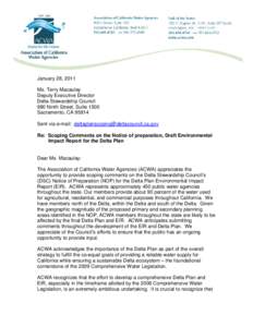 January 28, 2011 Ms. Terry Macaulay Deputy Executive Director Delta Stewardship Council 980 Ninth Street, Suite 1500 Sacramento, CA 95814