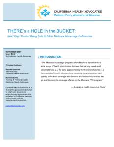 THERE’s a HOLE in the BUCKET: New “Gap” Product Being Sold to Fill-in Medicare Advantage Deficiencies NOVEMBER 2007 Issue Brief By California Health Advocates