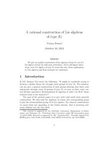 A rational construction of Lie algebras of type E7 Victor Petrov∗ October 10, 2013  Abstract