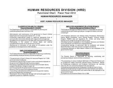 HUMAN RESOURCES DIVISION (HRD) Functional Chart Fiscal YearHUMAN RESOURCES MANAGER