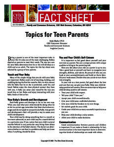 Family and Consumer Sciences, 1787 Neil Avenue, Columbus, OH[removed]Topics for Teen Parents Lois Clark, CFCS OSU Extension Educator Family and Consumer Sciences