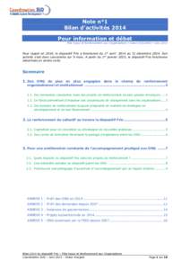 Note n°1 Bilan d’activités 2014 Pour information et débat Pôle Appui et Renforcement aux Organisations  Diane VIOUJARD  JanvPour rappel en 2014, le dispositif Frio a fonctionné du 1er avril 2014 au 31