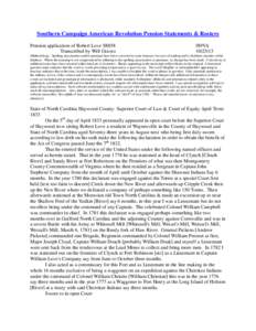 Southern Campaign American Revolution Pension Statements & Rosters Pension application of Robert Love S8858 Transcribed by Will Graves f89VA[removed]