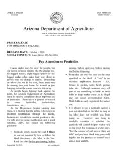 Industrial agriculture / Pesticide / Pest control / Pesticide regulation in the United States / Federal Insecticide /  Fungicide /  and Rodenticide Act / Pesticides / Agriculture / Environment