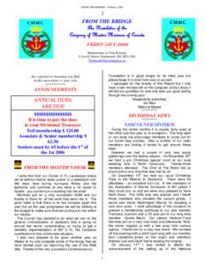 FROM THE BRIDGE - FebruaryFROM THE BRIDGE The Newsletter of the Company of Master Mariners of Canada