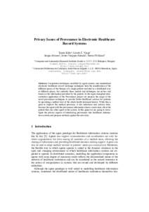 Privacy Issues of Provenance in Electronic Healthcare Record Systems Tamás Kifor1, László Z. Varga1 Sergio Álvarez2, Javier Vázquez-Salceda2, Steven Willmott2 1