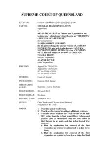 SUPREME COURT OF QUEENSLAND CITATION: Colston v McMullen & OrsQCA 109  PARTIES: