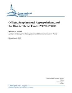 Offsets, Supplemental Appropriations, and the Disaster Relief Fund: FY1990-FY2012