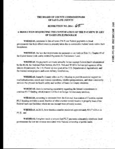 THE BOARD OF COUNTY COMMISSIONERS OF SANTA FE COUNTY RESOLUTION NO. 2014 - ~0