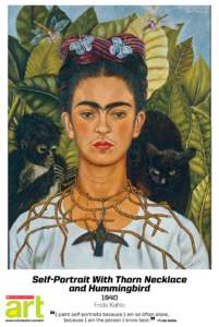 Self-Portrait With Thorn Necklace and Hummingbird 1940 Frida Kahlo