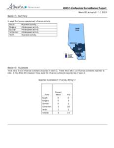 [removed]Influenza Surveillance Report Week 02 January[removed], 2014 Section 1: Summary In week 2 all zones experienced influenza activity. South Calgary