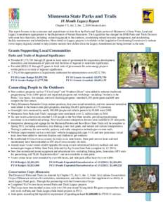 DNR Parks and Trails 18 Month Legacy Report