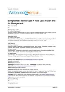 Article ID: WMC004555  ISSNSymptomatic Tarlov Cyst: A Rare Case Report and Its Management