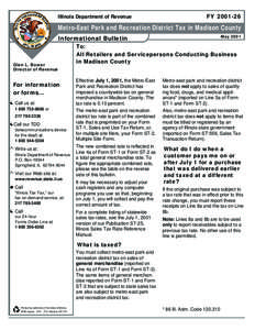 Illinois Department of Revenue  FY[removed]Metro-East Park and Recreation District Tax in Madison County May 2001