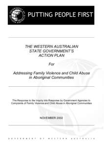 PUTTING PEOPLE FIRST  THE WESTERN AUSTRALIAN STATE GOVERNMENT’S ACTION PLAN For