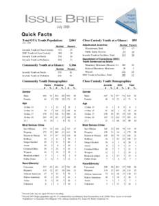 ISSUE BRIEF July 2009 Quick Facts Total OYA Youth Population: