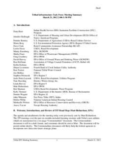 Draft Tribal Infrastructure Task Force Meeting Summary March 21, 2012 2:00-3:30 PM A. Introductions Dana Baer