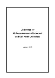 Guidelines for Whānau Assurance Statement and Self-Audit Checklists January 2014