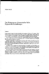 Hubert Büchel  Der Kleinstaat aus ökonomischer Sicht. Ergänzende Anmerkungen  Summary