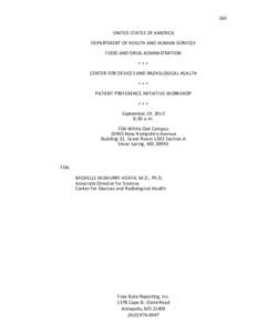 263 UNITED STATES OF AMERICA DEPARTMENT OF HEALTH AND HUMAN SERVICES FOOD AND DRUG ADMINISTRATION +++ CENTER FOR DEVICES AND RADIOLOGICAL HEALTH