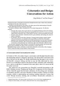 Cybernetics and Human Knowing. Vol), nos. 2-3, ppCybernetics and Design: Conversations for Action Hugh Dubberly1 and Paul Pangaro2 Working for decades as both theorist and teacher, Ranulph Glanville ca