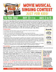 Movie Musical Singing Contest Just For Kids! For Kids Only!