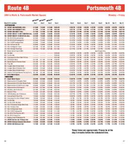 Route 4B	 UNH to Malls & Portsmouth Market Square Portsmouth 4B Monday – Friday