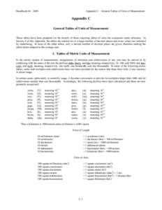 Handbook[removed]Appendix C – General Tables of Units of Measurement Appendix C General Tables of Units of Measurement