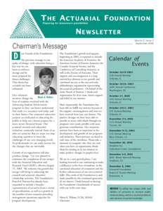 The Actuarial Foundation Newsletter - September 2003, Volume 3, Issue 2
