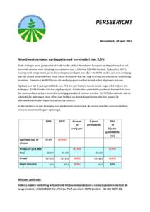 PERSBERICHT Noordhoek, 28 april 2015 Noordwesteuropees aardappelareaal vermindert met 2,5% Zoals al langer werd gespeculeerd in de media zal het Noordwest Europees aardappelareaal in het komende seizoen naar schatting ve