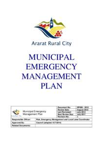 MUNICIPAL EMERGENCY MANAGEMENT PLAN Document No: SP006[removed]