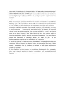 TRANSITION OF THE MANAGEMENT STYLE OF THE BUILT ENVIRONMENT IN GREENBELT HOMES, INC., IN THE US. : A case analysis of the rules and regulations coordinating the rights and responsibilities of a housing cooperative corpor