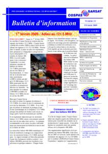 PROGRAMME INTERNATIONAL COSPAS-SARSAT  NUMÉRO 2 1 Bulletin d’information