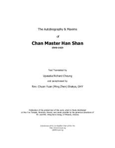 The Autobiography & Maxims of Chan Master Han Shan