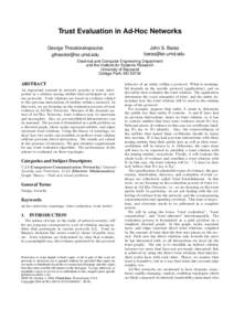 Trust Evaluation in Ad-Hoc Networks George Theodorakopoulos  John S. Baras 