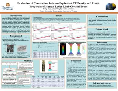 ρ  Evaluation of Correlations between Equivalent CT Density and Elastic Properties of Human Lower Limb Cortical Bones Neng Yue, Jamie Wright, Costin Untaroiu