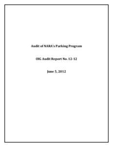 Audit of NARA’s Parking Program  OIG Audit Report No[removed]June 5, 2012