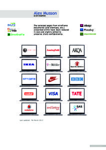 Alex Musson IA/UX EXAMPLES ICTWM  The selected pages from wireframe