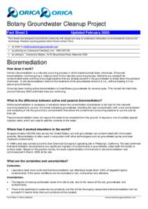 Botany Groundwater Cleanup Project Fact Sheet 3 Updated February[removed]Fact sheets are designed to provide the community with simple and easy-to-understand information on environmental science and