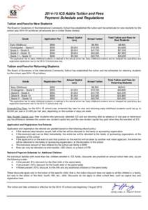 Tuition fee schedule 00 01