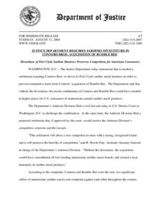 FOR IMMEDIATE RELEASE TUESDAY, AUGUST 31, 2004 WWW.USDOJ.GOV AT[removed]