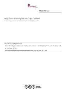 Alfred Métraux  Migrations historiques des Tupi-Guarani