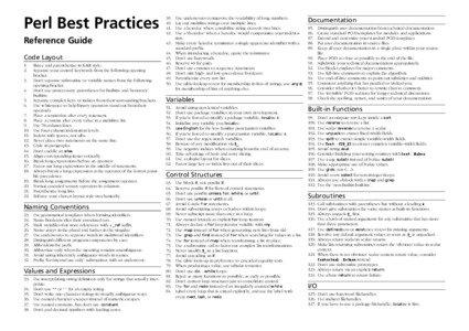 Perl Best Practices Reference Guide Code Layout