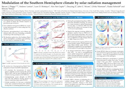 Modulation of the Southern Hemisphere climate by solar radiation management 1,2,3 Steven J. Phipps 7 Simone Tilmes