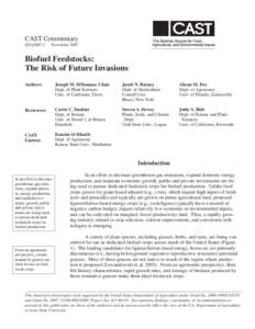 CAST Commentary QTA2007-1 November[removed]Biofuel Feedstocks: