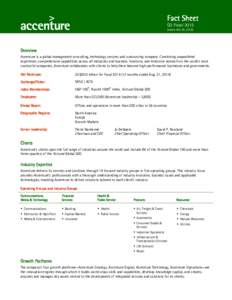Fact Sheet Q2 Fiscal[removed]ended Feb. 28, 2015) Overview Accenture is a global management consulting, technology services and outsourcing company. Combining unparalleled