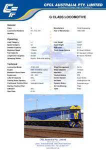 G CLASS LOCOMOTIVE General G Manufacturer